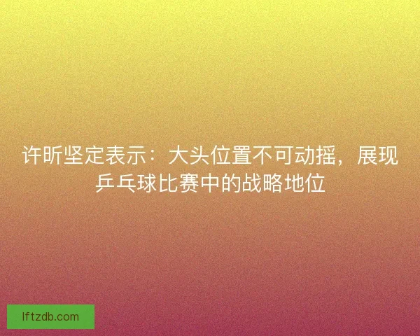 许昕坚定表示：大头位置不可动摇，展现乒乓球比赛中的战略地位